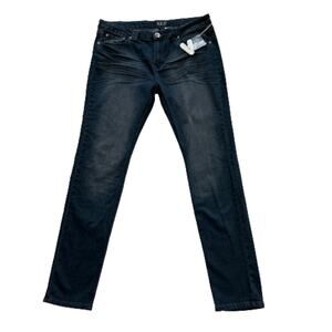 V.I.P. Jeans Distressed Dark Wash Embellished Pocket Skinny Jeans Size 15/16 NEW